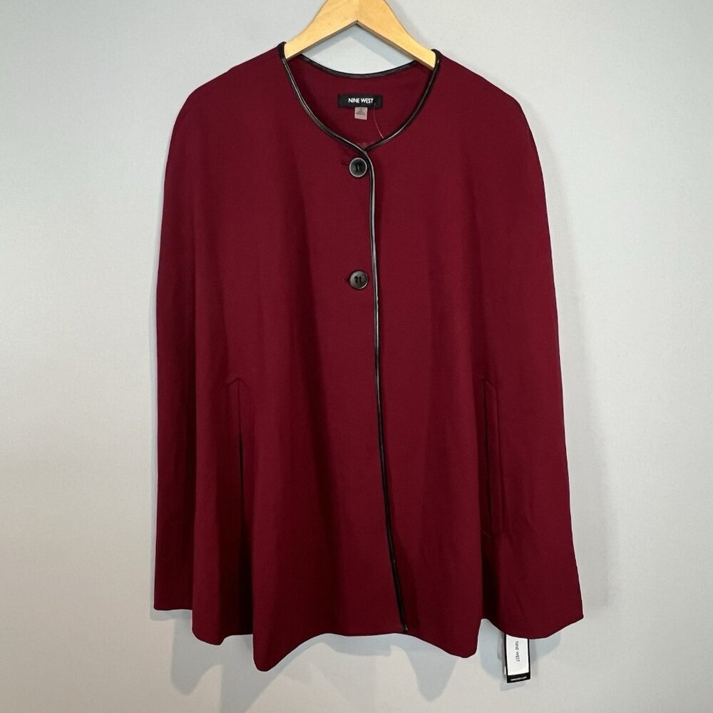 Capelet Shawl Cape‎ Womens Size 2X Nine West Bordeaux and Black NWT